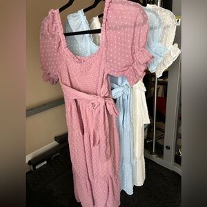 Merokeety Swiss Dot Dress in Pink